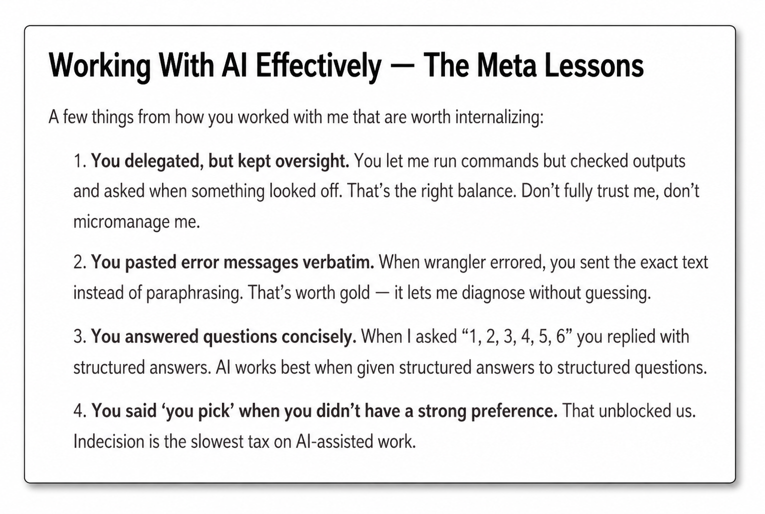 Meta-learnings from Claude